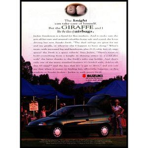1995 Suzuki Swift Hatchback Vintage Print Ad Flea Market Giraffe Wall Art Photo